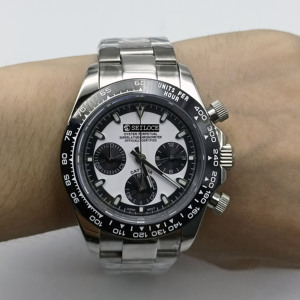 Montre à quartz pour homme avec logo personnalisé, luxe, étanche, lumineuse, mouvement VK63, acier inoxydable, chronographe à quartz pour homme - Product Image 4