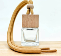 Nouveau design, diffuseur de parfum en verre pour voiture, 8 ml, carré, avec couvercle en bois