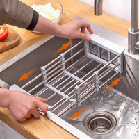 Panier de rangement mural durable en acier inoxydable pour vaisselle de cuisine et légumes, égouttoir pour évier à vaisselle, fonction rétractable