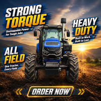 Tracteur agricole 1804, empattement 2,6 m, 4 roues motrices, moteur diesel 180 CV, transmission par engrenages Weichai, usage agricole