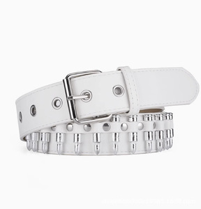 Sabuk Kulit PU Lebar Gaya Punk Y2K Trendi Model Peluru untuk Pria dan Wanita, Sabuk Bertabur Stud yang Dapat Dipersonalisasi, Laris Manis - Product Image 4
