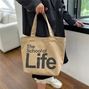 Wholesale Price Diaper Caddy Organizer Canvas Bag Cotton Canvas City Tote Bag With Leather Handles Casual Shoulder Bag