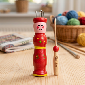 DANKING HC0163 Kit de Muñeca de Madera para Tejer de Alta Calidad |   Herramienta de Crochet Portátil, Hecha a Mano, con Diseño Rojo Elegante - Product Image 3
