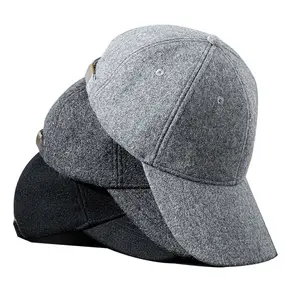 High Quality Men Winter Woolen Hat Cap Cashmere Baseball Cap 60cm Wool Cap