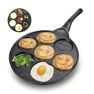 Poêle à crêpes multifonctionnelle à sept trous antiadhésive, idéale pour faire des crêpes, des œufs, des légumes, des mini-burgers, des gaufres - Product Image 1