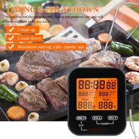 Termometer Digital Oven daging barbekyu, pemeriksaan ganda baca cepat profesional dengan lampu latar kunci sentuh memanggang makanan dapur rumah tangga