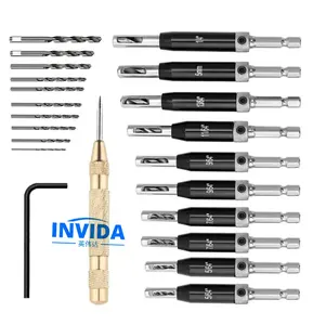 IVD-2025 HSS Adjustable Woodworking Hex Shank Self Centering Hinge Drill Bits For Wood Drilling