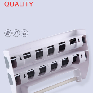<span class=keywords><strong>Porte</strong></span>-serviettes en papier mural <span class=keywords><strong>Porte</strong></span>-<span class=keywords><strong>bouteille</strong></span> de sauce 4-en-1 Support de découpe d'emballage en plastique Organisateur de <span class=keywords><strong>cuisine</strong></span> multifonctionnel - Product Image 4
