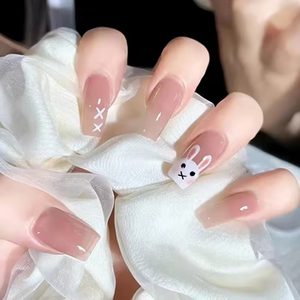 Vente en gros usine – Nouveaux faux ongles carrés courts à presser, style luxe et tendance, forme cercueil/ballerine, 24 pièces, pour femmes - Product Image 3
