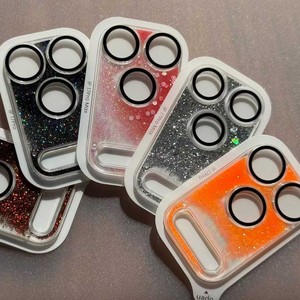 Protection d'objectif en verre trempé à absorption forte avec design pailleté effet sable mouvant pour iPhone 17 Pro Max - Product Image 1