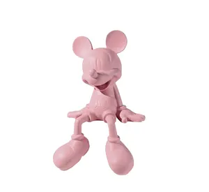 Modern Light Luxury Black and White Mickey Mouse Sitting Resin FRP Sculpture Fashion Figure Decoration for Home or Office