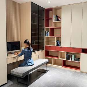 Integrated <b>Bookcase</b> and <b>Desk</b> Customized <b>Bookcase</b> Bookshelf Study Room Furniture Sets - Product Image 1