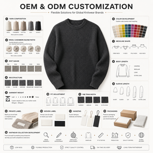 Maglione da uomo pesante in misto lana e cashmere, lavorato a coste, vestibilità ampia, girocollo spesso, spalle scese, pullover grosso, all'ingrosso - Product Image 5
