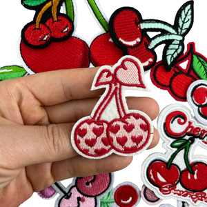 Wholesale Sell Self-Adhesive Applique Heat Press Cartoon Letter Logo Pattern Cherry Custom Embroidery Patch <b>Iron</b> <b>On</b> Clothing - Product Image 2