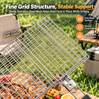 Panier de cuisson pliable en acier au carbone pour barbecue, avec poignée amovible, pour rôtir poisson et poulet, grille de cuisson extérieure, pince de cuisine pour maïs