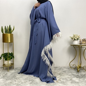 6317 #   Meilleure Vente : Robe Abaya de Prière Grande Taille avec Manches à Plumes, Modèle Populaire pour l'Aïd, Élégante, Modeste, pour Femme, avec Khimar et Hijab - Product Image 3
