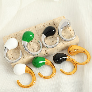 Water Drop Shape Epoxy Resin <b>Ring</b> U Shape Titanium Steel Unisex Jewelry Gift Fashion <b>Rings</b> - Product Image 1
