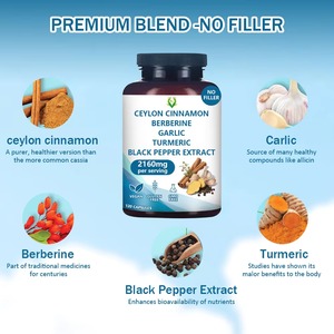 OEM ODM High Quality 2160MG Turmeric Capsules with Turmeric Root Dietary <b>Supplement</b> for Support Blood Flow for Daily Life - Product Image 3