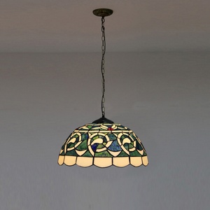 LongHuiJing Tiffany Style Hanging Ceiling Lamp Fixture Blue Stained Glass Lampshade 16Inch Wide - Product Image 4