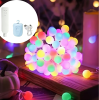 Lampu String Bola LED 8 Mode Timer Tipe-C Isi Ulang untuk Dekorasi Natal, Pernikahan, Pesta, Dalam & Luar Ruangan, Rumah, Taman