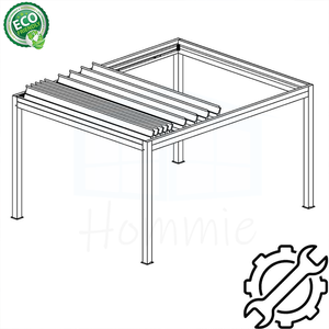 Pabellón de Bar al Aire Libre con Sistema de Techo de Láminas Plegables Motorizadas, Pérgola Retráctil con Láminas Ajustables - Product Image 5