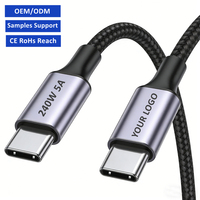 Kabel Tipe C Pengisian Cepat Kabel USB C Tipo C 240W 5A PD3.1 EPR Pabrik Logo Kustom Kabel Jalinan Lembut 1m 2m 3m Kabel Tipe-C ke Tipe-C