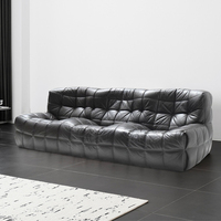 Ensemble de canapés sectionnels en cuir 3 + 2 + 1 de style vintage design italien pour villa, maison, salon, hôtel, loft, grands meubles d'appartement