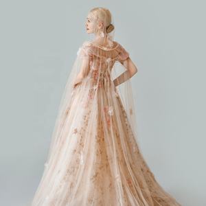 आधुनिक शैली प्लस आकार-लाइन गर्मियों की शाम दुल्हन के लिए दुल्हन विरोधी-स्थिर पुष्प प्रिंट फीता फूल - Product Image 5