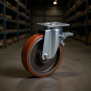Roue avec noyau en fonte, support pivotant, série lourde avec frein - Product Image 3