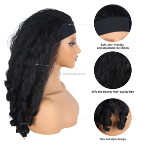 Parrucca Afro Naturale Nera con Elastico, Resistente al Calore, Capelli Sintetici ad Alta Temperatura, Ricci Morbidi - Product Image 5