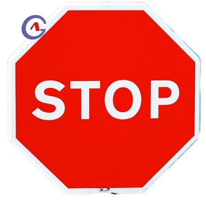 Señal de Stop Reflectante Visible Nocturna Impermeable GUANGAN, Señal de Tráfico Octogonal de Aluminio para Control de Tráfico en Carreteras, Luz Intermitente de Advertencia de Seguridad - Product Image 1