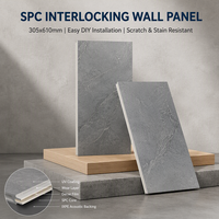Échantillon Gratuit - Panneau Mural SPC Adhésif Effet Brique Gel, Luxe, 305x610mm, Blanc-Gris, Anti-Feu, Étanche, pour Cuisine et Salle de Bain