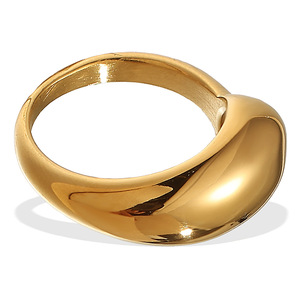 แหวนสไตล์มินิมอลแบบฝรั่งเศส ดีไซน์เรขาคณิต ไม่สมมาตร ทำจากสแตนเลสสตีล ชุบทอง 18K สำหรับผู้หญิง ของขวัญเครื่องประดับ - Product Image 5