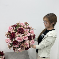 Boule de fleurs artificielle en soie bordeaux de haute qualité, 50 cm, pour centres de table de mariage et décorations de table