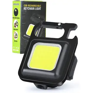 Mini Portable 3 Modes d'éclairage Lampes de poche USB lumineuses Petite lampe de poche lumineuse cob porte-clés rechargeable avec ouvre-bouteille