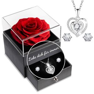 <span class=keywords><strong>Collana</strong></span> in metallo Yamonic con rosa eterna - Design a cuore con vera rosa per <span class=keywords><strong>donna</strong></span>, regalo per Natale, compleanno, San Valentino, anniversario di matrimonio - Product Image 1