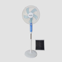 FS188 Ventilateur solaire permanent sans balais avec panneau solaire et batterie au lithium 6*2400mah et veilleuse à chargement USB pour téléphone portable