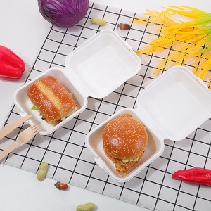 Kotak Kemasan <span class=keywords><strong>Burger</strong></span> Ramah Lingkungan, Dapat Digunakan di Microwave dan Freezer, Terbuat dari Ampas Tebu, Ukuran 6x6 Inci, Kotak <span class=keywords><strong>Burger</strong></span> untuk Dibawa Pulang - Product Image 4