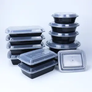 Yuvarlak istiflenebilir BPA ücretsiz Take Away gıda depolama kase tek kullanımlık plastik microwalid öğle yemeği yemek kabı kapaklı