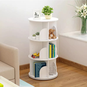 Librería Giratoria Creativa de 360 Grados con Soporte de Piso, Librería de Madera de <span class=keywords><strong>3</strong></span>, 4 y 5 <span class=keywords><strong>Niveles</strong></span>, Almacenamiento Pequeño de Madera para Libros - Product Image 2