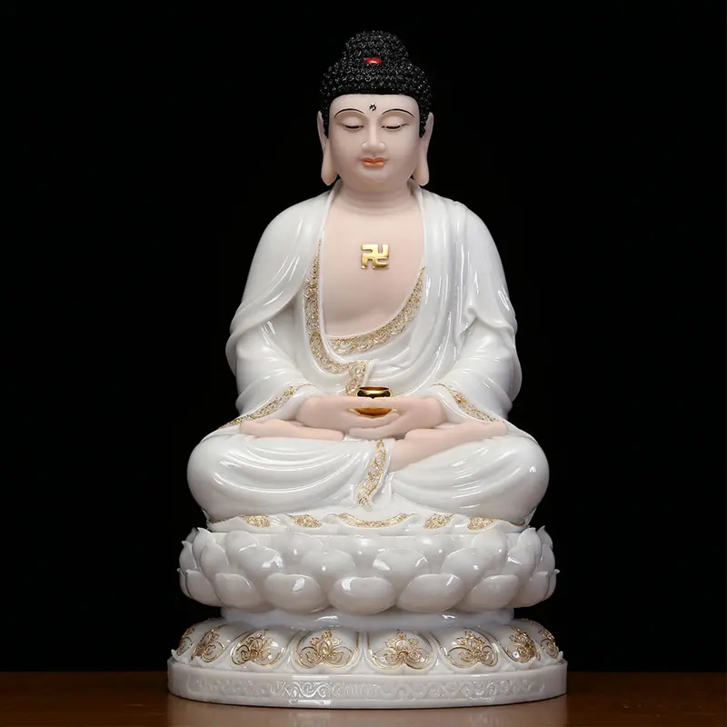 China Factory White <span class=keywords><strong>Jade</strong></span> Marmor Buddha Statue Steintisch Skulptur Dekor