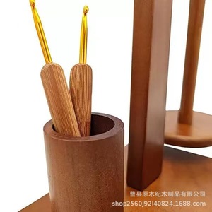 Wooden Spool Holder For Yarn <b>Crochet</b> <b>Hooks</b> Craft Tools Minimalist Design Rotatable Stand Solid Wood Knitting Organizer - Product Image 3