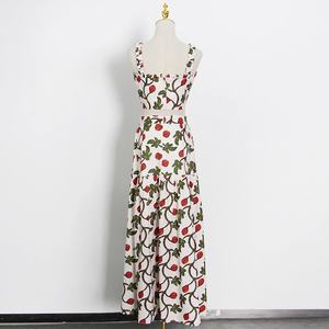 Gaun panjang wanita mode baru Atasan + rok kaki lebar Maxi pinggang tinggi dengan kemeja Floral besar penjualan laris musim panas - Product Image 5