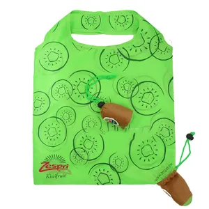 定制猕猴桃形状回收环保超市杂货可重复使用的可折叠聚酯购物袋