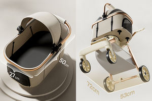 Poussette pliable ultra légère pour petits/chiens moyens et chats avec <span class=keywords><strong>4</strong></span> roues, roulement fluide et maille respirante - Product Image 3