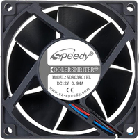 Ventilateur de refroidissement CPU 80 mm à haut débit d'air 8000 tr/min Speedy |   Ventilateur à roulement fluide à contrôle de vitesse PWM |   Boîtier d'ordinateur professionnel en plastique