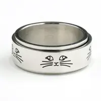 चिंता राहत बिल्ली डिजाइन Rotatable अंगूठी, सरल डिजाइन स्टेनलेस स्टील के गहने बिल्ली अंगूठी