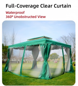 Gazebo Commerciale Moderno in Alluminio con Tende Laterali e Tetto Ventilato, Padiglione Esterno, Riparo Solare per Ristoranti, Caffè, Terrazze - OEM - Product Image 5