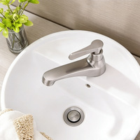 Robinet de lavabo monocommande en acier inoxydable brossé pour eau froide, idéal pour projets hôteliers (vente en gros)