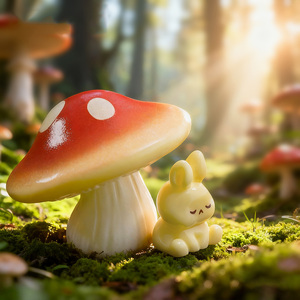 Figurine miniature en résine de lapin et champignon pour paysage végétal, artisanat animalier pour jardin féerique, décoration de gâteau, accessoires pour pot de plantes - Product Image 3